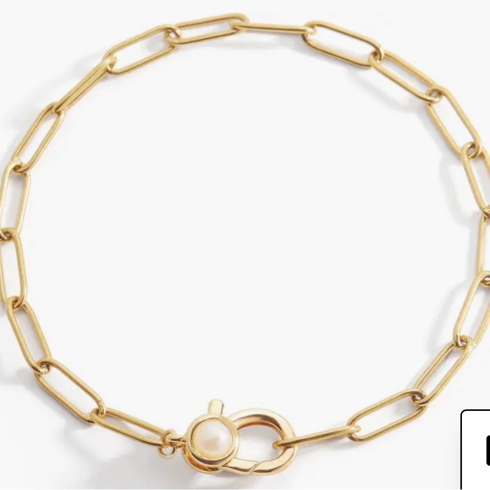 Mint & Lily Elegant Gold Chain Bracelet With Pearl Accent